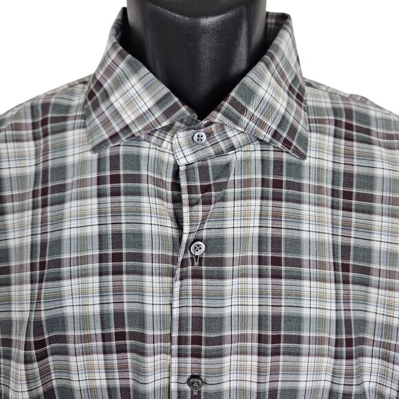 Peter Millar Mens Plaid Button-Up Shirt Extra Large Cotton Long Sleeve Casual - Picture 3 of 8